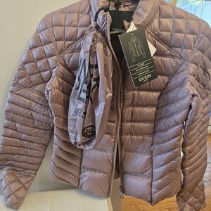 GUESS Quilted Puffer Jacket in Mauve Rose